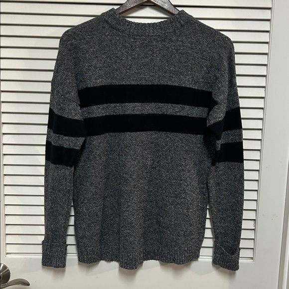 American Eagle Outfitters Charcoal Knit Sweater with black chest stripes - Picture 3 of 4